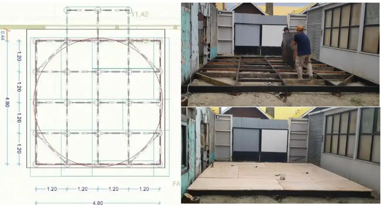 Construcción de la plataforma para el domo